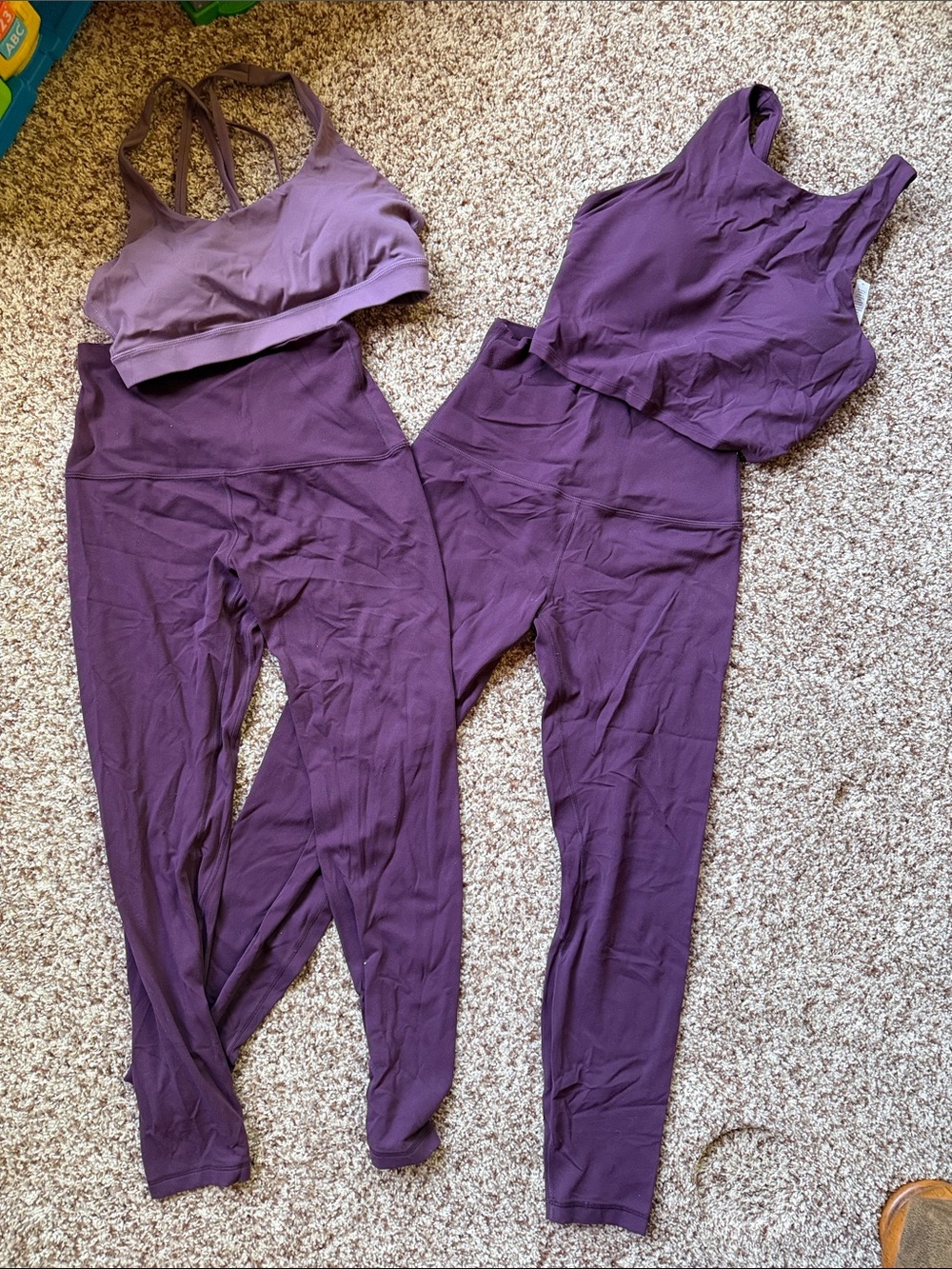 CRZ YOGA Plum Purple High-Rise Leggings & Matching Crop Tops Set